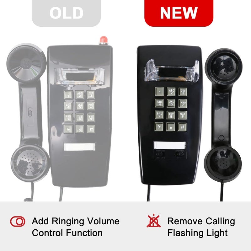 Aokpsrt Retro Wall Mount Phone with Loud Mechanical Ringer Vintage Wall Phones for landline with Volume Adjustable Old Fashioned Corded Landline Telephone for Home School Kitchen Office - Image 4